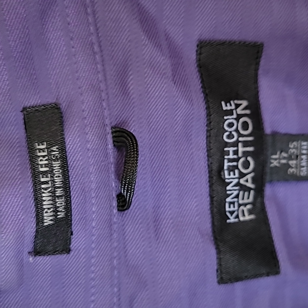 Kenneth Cole Reaction XL 17. 34/35 purple ๐ฃ slim fit dress shirt - Picture 3 of 6
